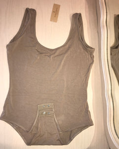 Bamboo Tank Bodysuit - Taupe